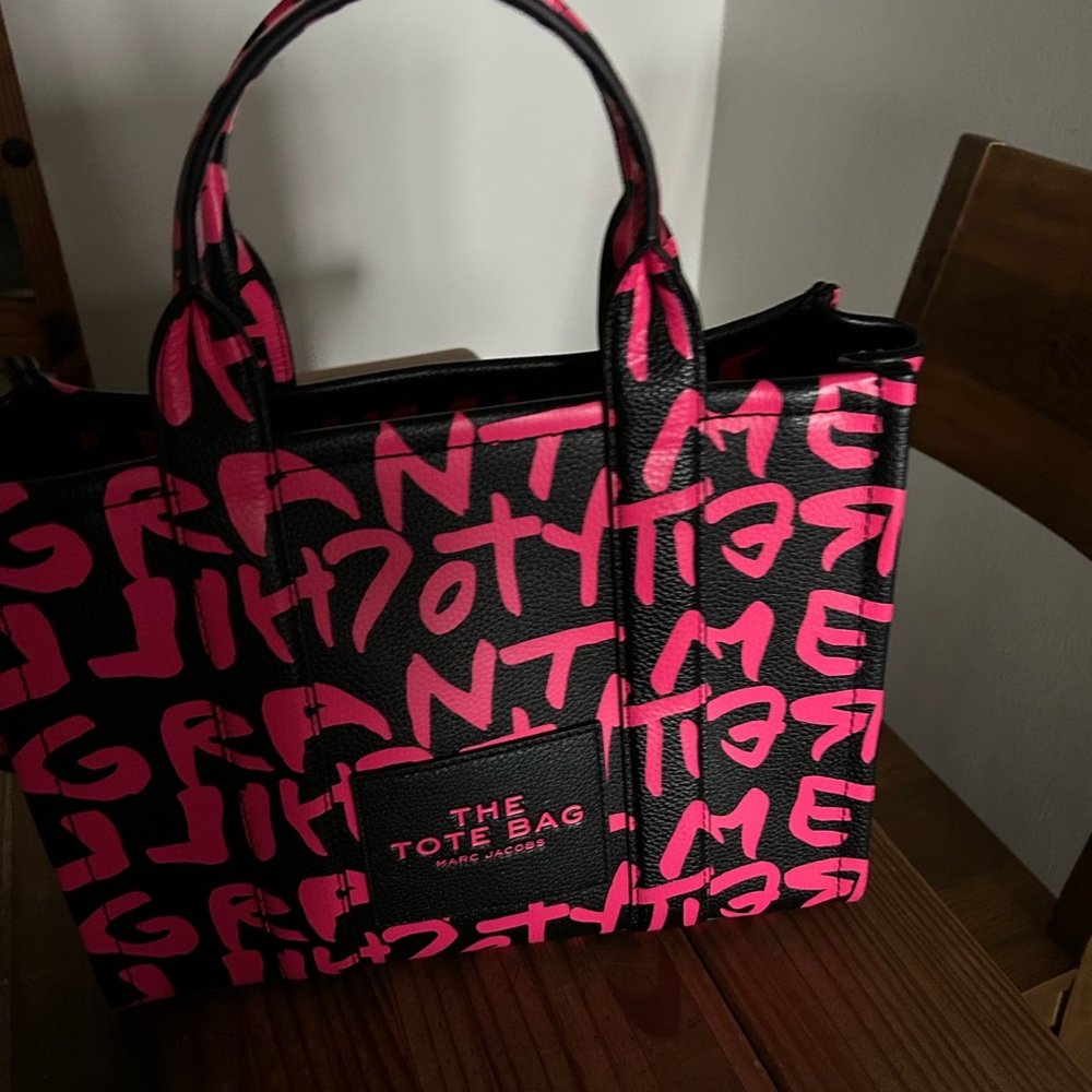 Marc Jacobs Black and Pink Graphic Tote